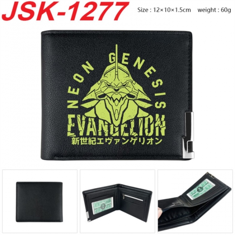 EVA Animation magnetic buckle black leather wallet 12X10X1.5CM 