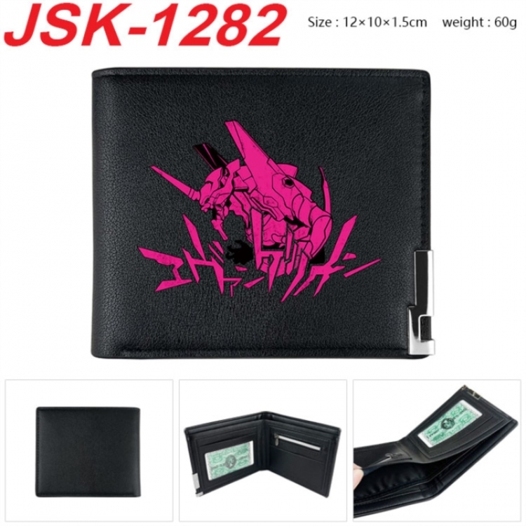 EVA Animation magnetic buckle black leather wallet 12X10X1.5CM 