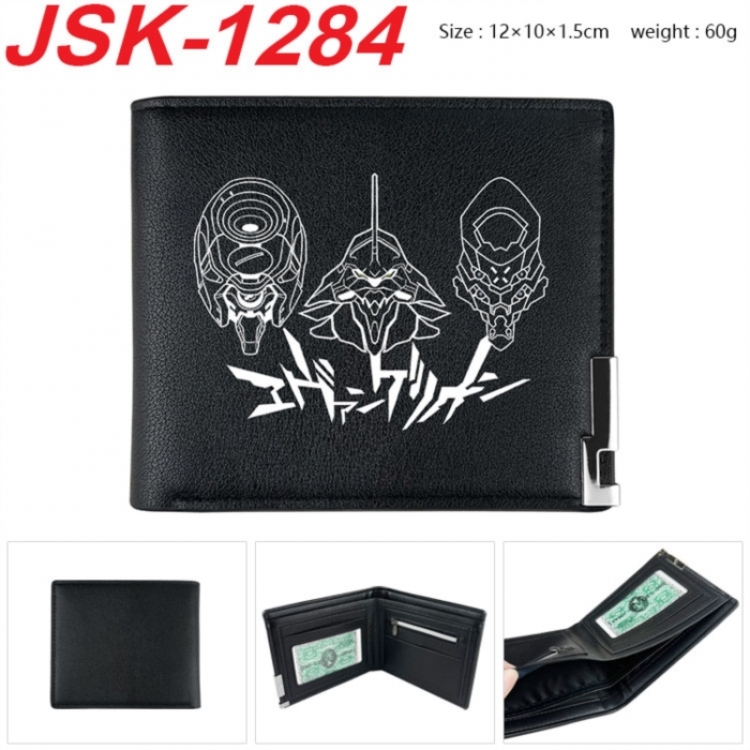 EVA Animation magnetic buckle black leather wallet 12X10X1.5CM 