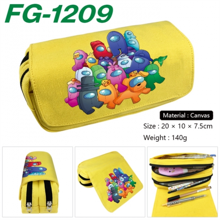 Among usAnime Multi-Function Double Zipper Canvas Cosmetic Bag Pen Case 20x10x7.5cm