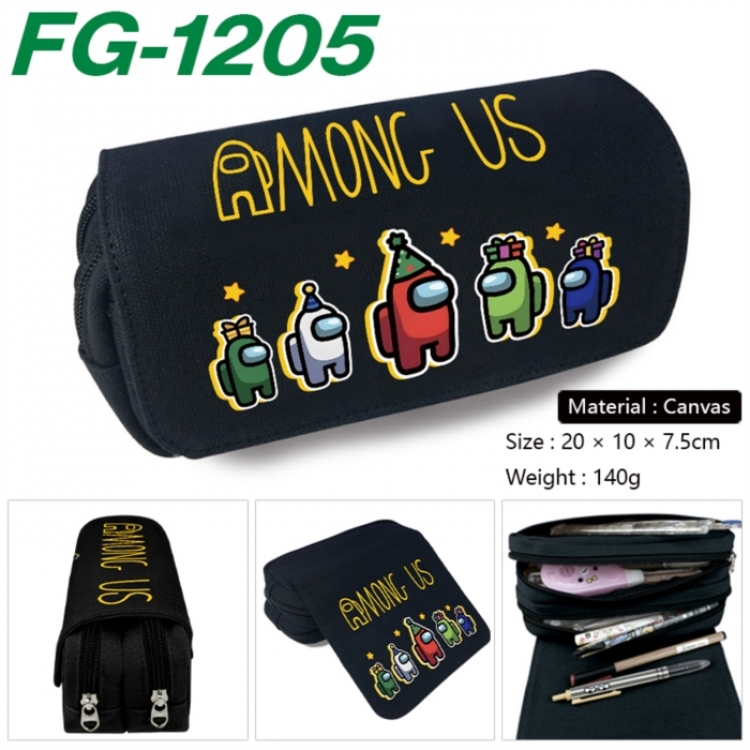 Among usAnime Multi-Function Double Zipper Canvas Cosmetic Bag Pen Case 20x10x7.5cm