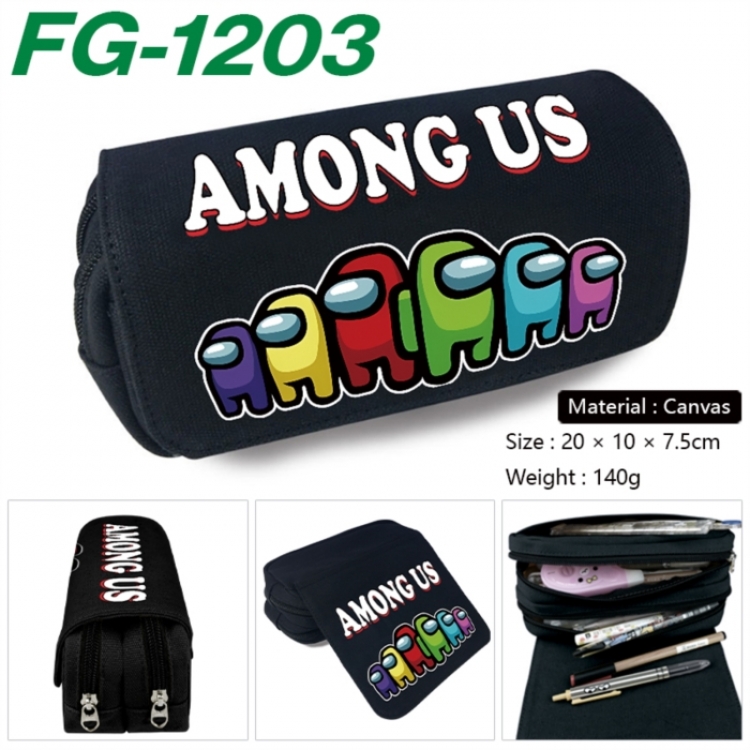 Among usAnime Multi-Function Double Zipper Canvas Cosmetic Bag Pen Case 20x10x7.5cm