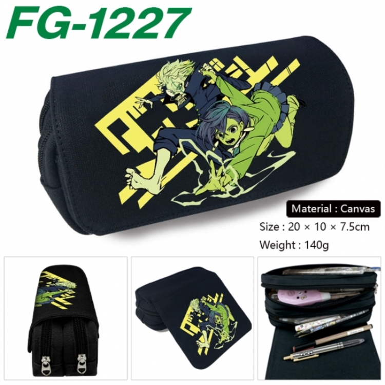 DANDADAN Anime Multi-Function Double Zipper Canvas Cosmetic Bag Pen Case 20x10x7.5cm
