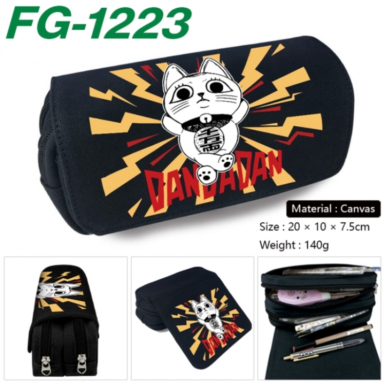 DANDADAN Anime Multi-Function Double Zipper Canvas Cosmetic Bag Pen Case 20x10x7.5cm