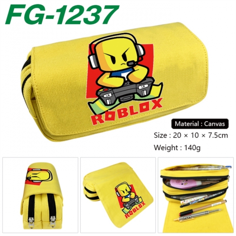 Roblox Anime Multi-Function Double Zipper Canvas Cosmetic Bag Pen Case 20x10x7.5cm
