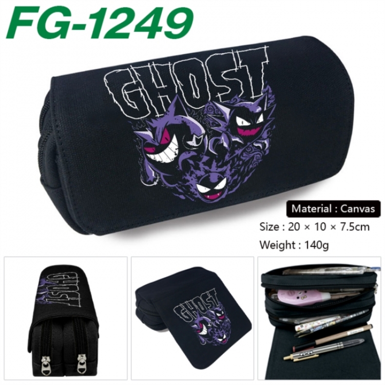 Pokemon Anime Multi-Function Double Zipper Canvas Cosmetic Bag Pen Case 20x10x7.5cm