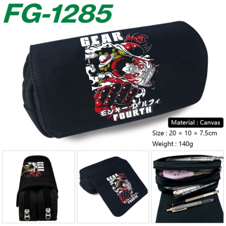 One Piece Anime Multi-Function Double Zipper Canvas Cosmetic Bag Pen Case 20x10x7.5cm