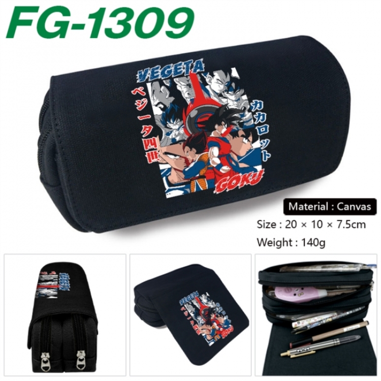 DRAGON BALL Anime Multi-Function Double Zipper Canvas Cosmetic Bag Pen Case 20x10x7.5cm