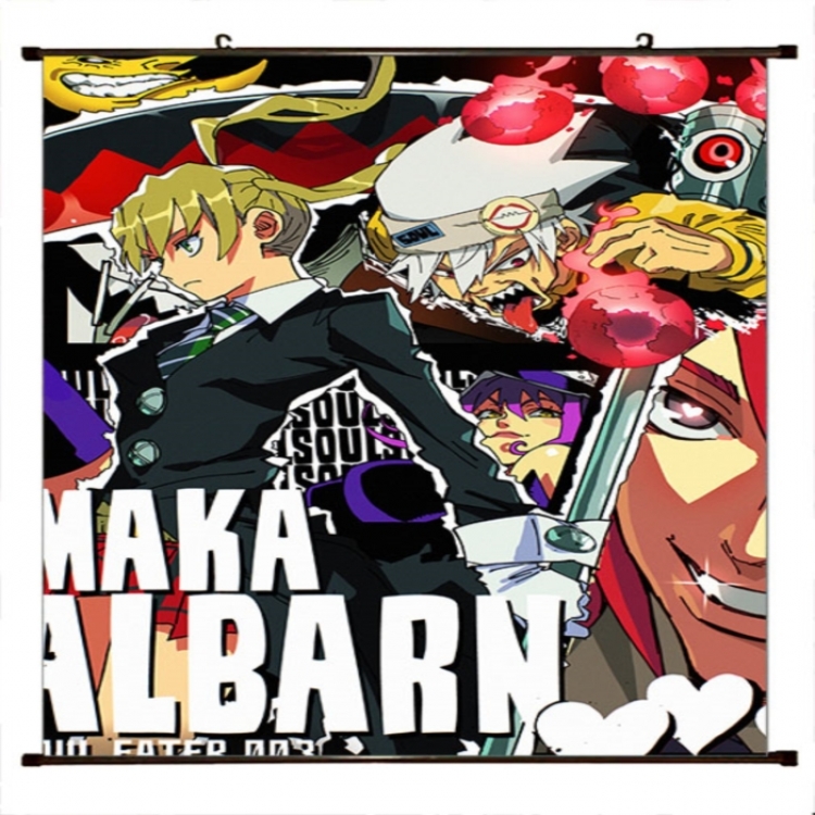 Soul Eater Anime black Plastic rod Cloth painting Wall Scroll 60X90CM 