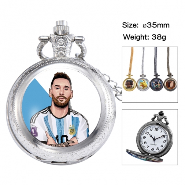 Messi Anime peripheral European and American retro flip pocket watch 35mm
