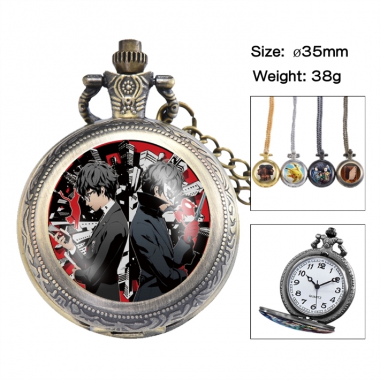 Megami Ibunroku Persona Anime peripheral European and American retro flip pocket watch 35mm