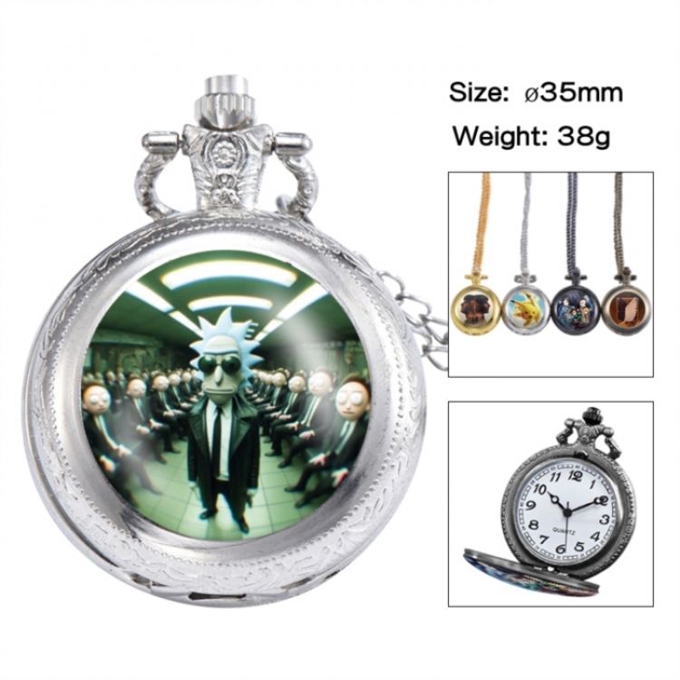 Rick and Morty Anime peripheral European and American retro flip pocket watch 35mm