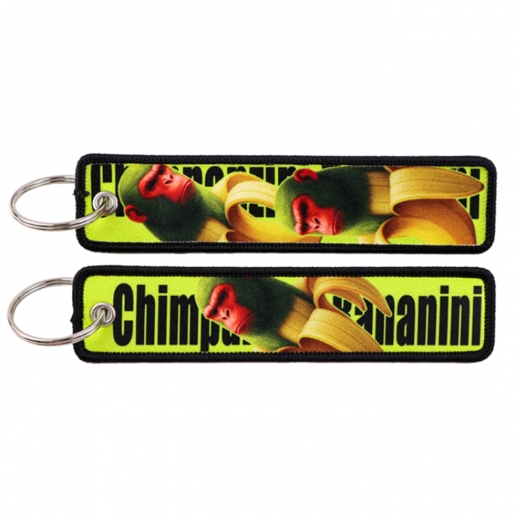 Sausage Party Double sided color woven label keychain with thickened hanging rope 13x3cm 10G price for 5 pcs