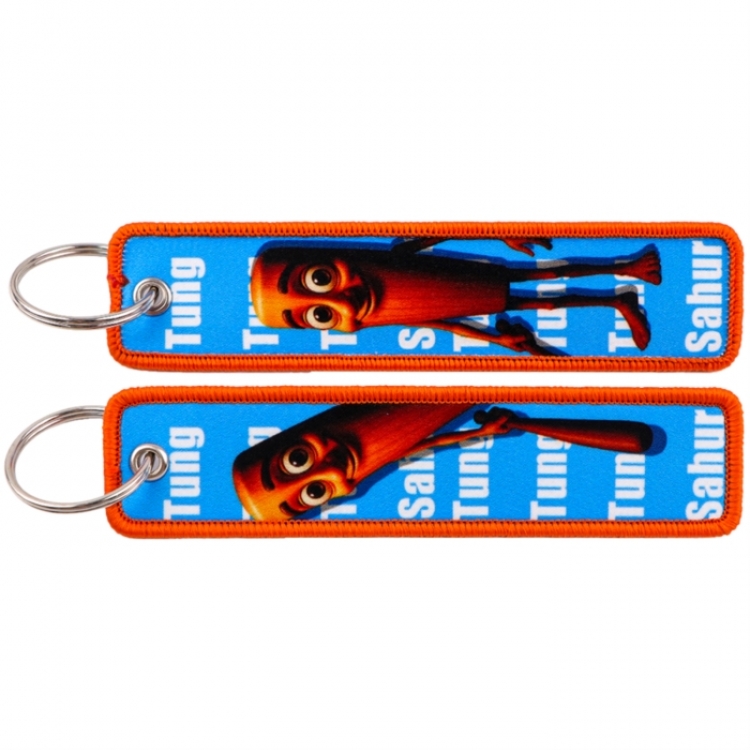 Sausage Party Double sided color woven label keychain with thickened hanging rope 13x3cm 10G price for 5 pcs