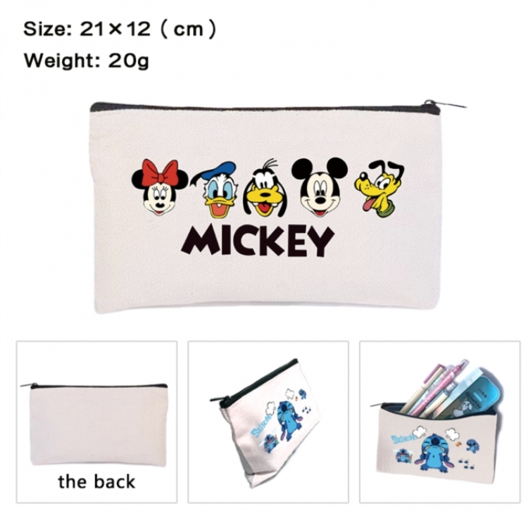 Mickey Anime canvas minimalist printed pencil case storage bag 21X12cm