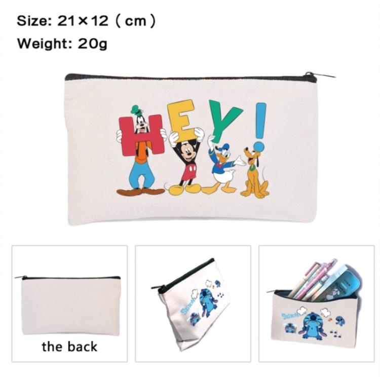 Mickey Anime canvas minimalist printed pencil case storage bag 21X12cm