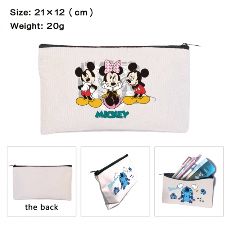 Mickey Anime canvas minimalist printed pencil case storage bag 21X12cm
