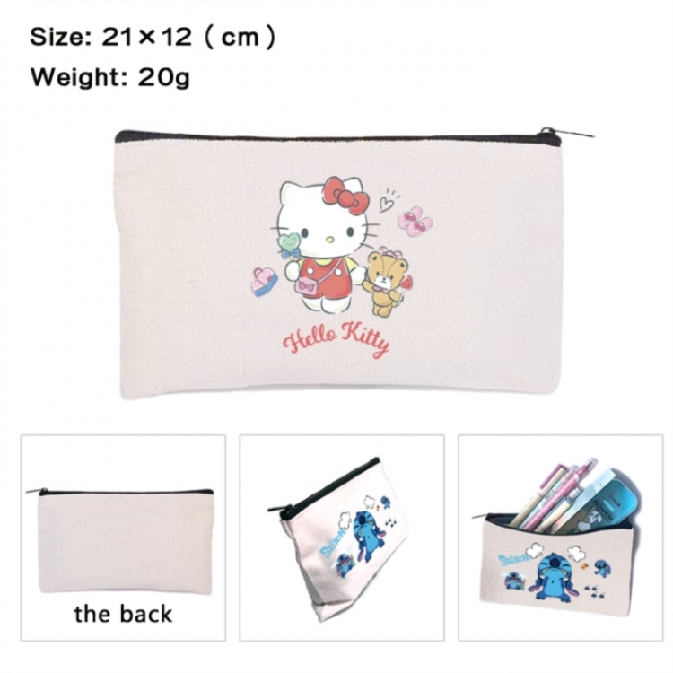 Sanrio Anime canvas minimalist printed pencil case storage bag 21X12cm