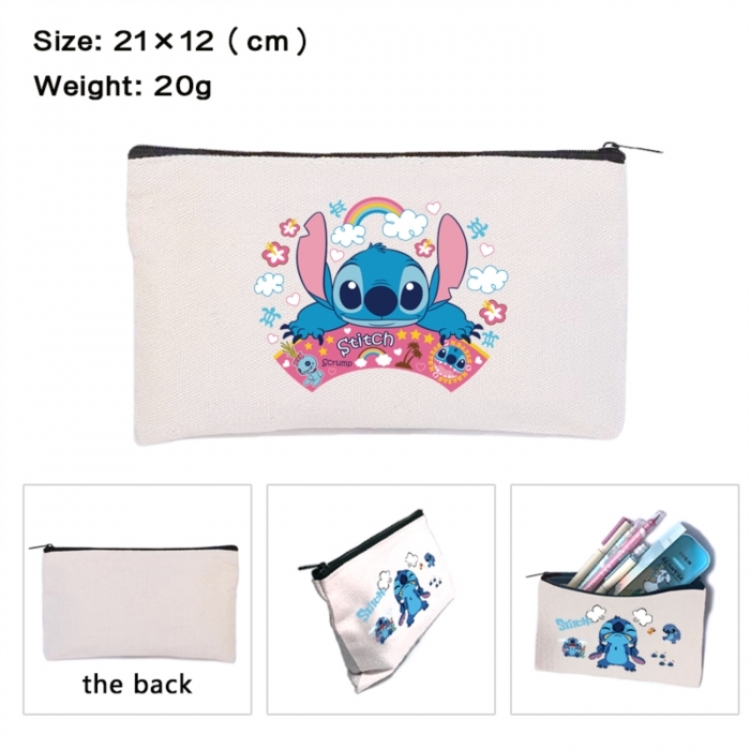 Lilo & Stitch Anime canvas minimalist printed pencil case storage bag 21X12cm