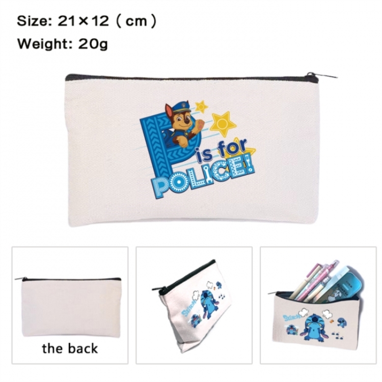PAW Patrol Anime canvas minimalist printed pencil case storage bag 21X12cm