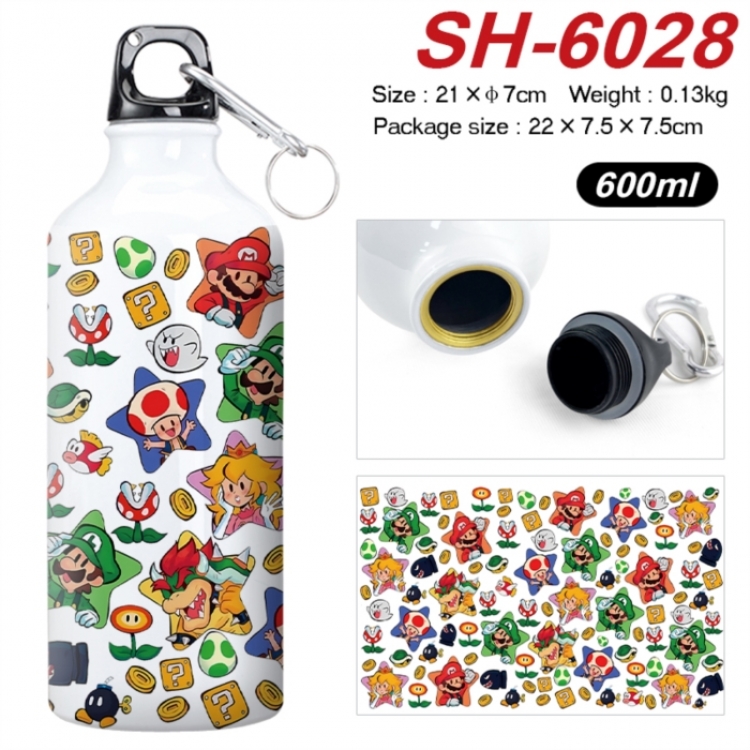 Super Mario Anime print sports kettle aluminum kettle water cup 600ml 21x7cm