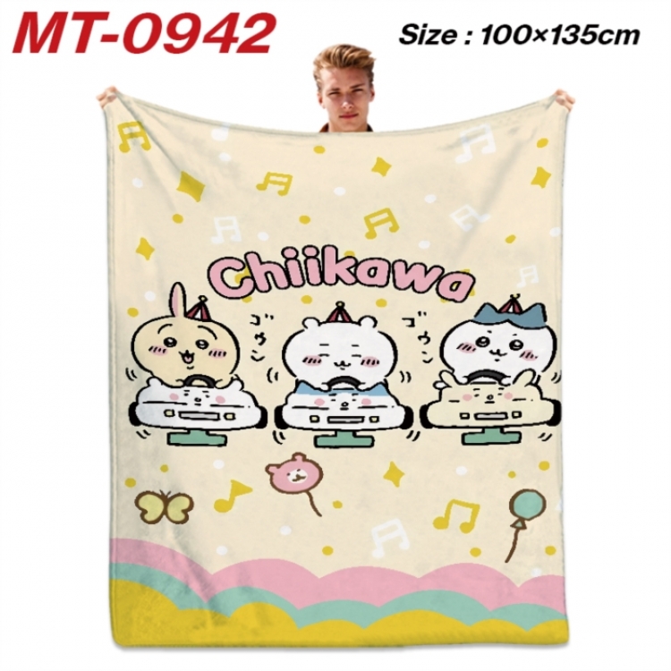 Chiikawa Anime flannel blanket air conditioner quilt double-sided printing 100x135cm