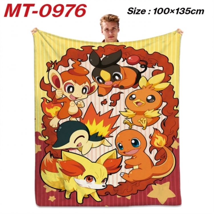 Pokemon Anime flannel blanket air conditioner quilt double-sided printing 100x135cm