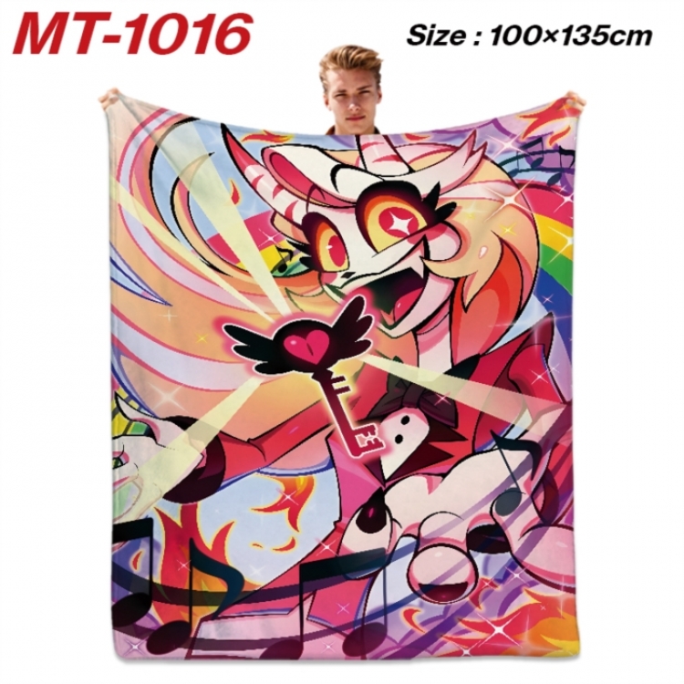 Hazbin Hotel Anime flannel blanket air conditioner quilt double-sided printing 100x135cm
