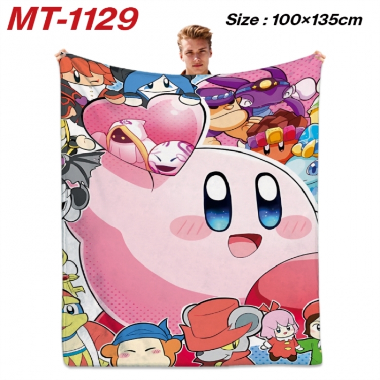 Kirby Anime flannel blanket air conditioner quilt double-sided printing 100x135cm