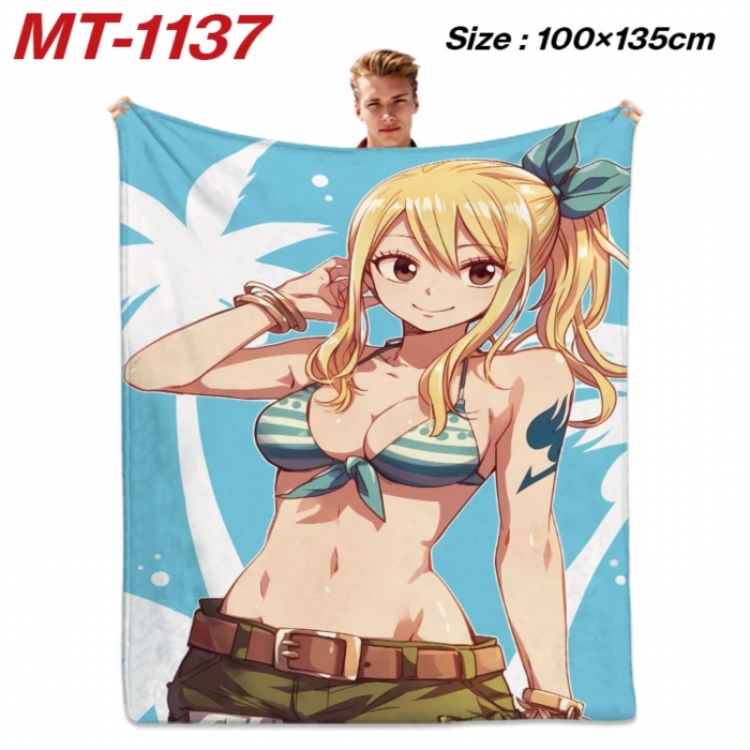Fairy tail Anime flannel blanket air conditioner quilt double-sided printing 100x135cm