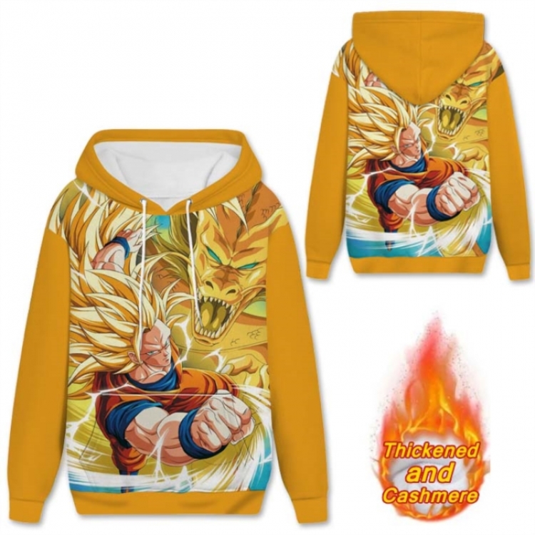 DRAGON BALL Anime Full Color plus velvet padded pullover hooded sweater from S to 4XL