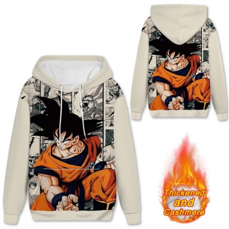 DRAGON BALL Anime Full Color plus velvet padded pullover hooded sweater from S to 4XL