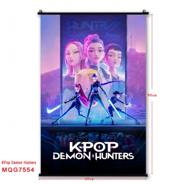 Demon Hunter Anime black Plastic rod Cloth painting Satin cloth Wall Scroll 60X90CM 
