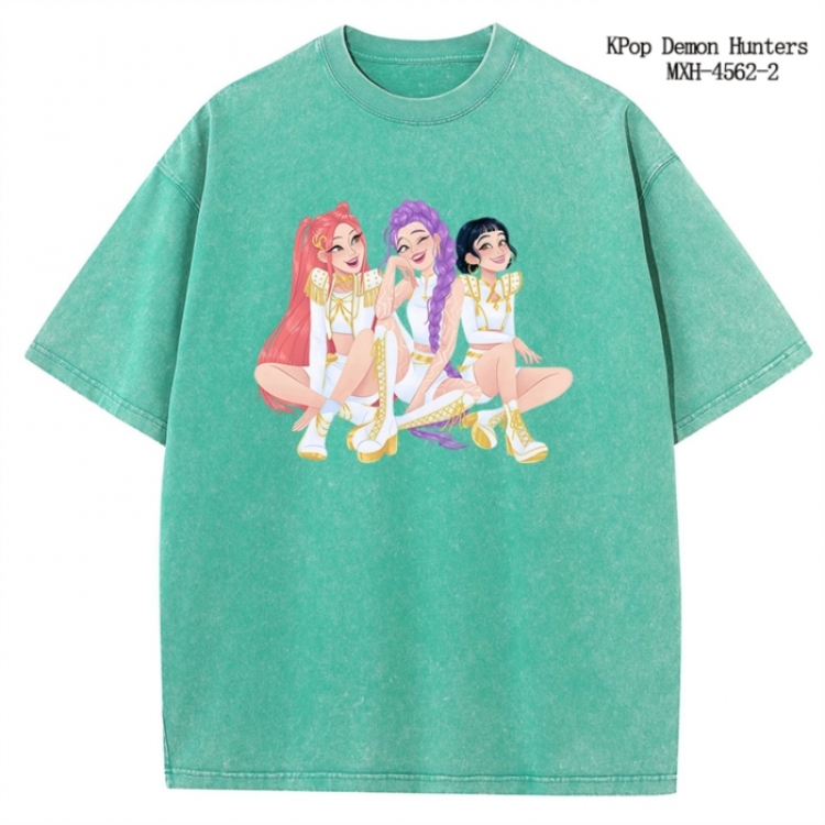 K-Pop Demon Hunters Anime peripheral pure cotton washed and worn T-shirt from S to 4XL