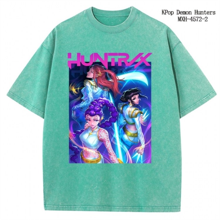 K-Pop Demon Hunters Anime peripheral pure cotton washed and worn T-shirt from S to 4XL