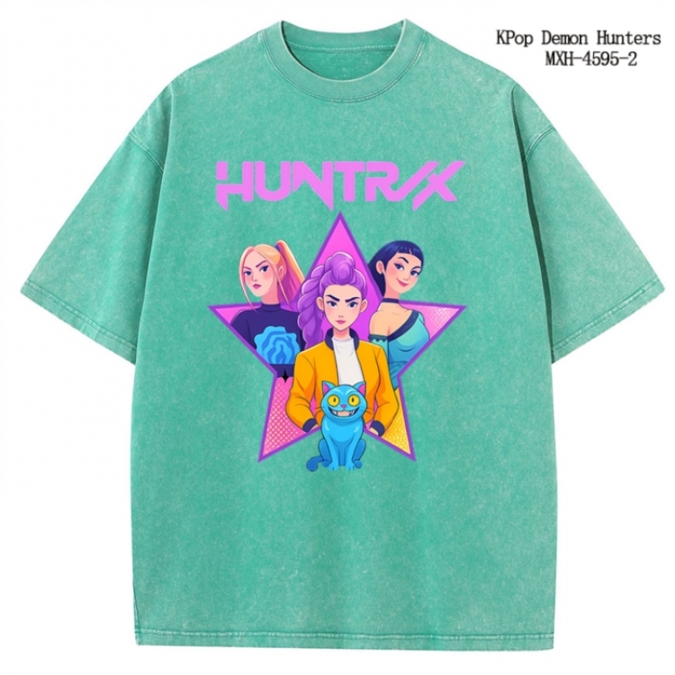 K-Pop Demon Hunters Anime peripheral pure cotton washed and worn T-shirt from S to 4XL