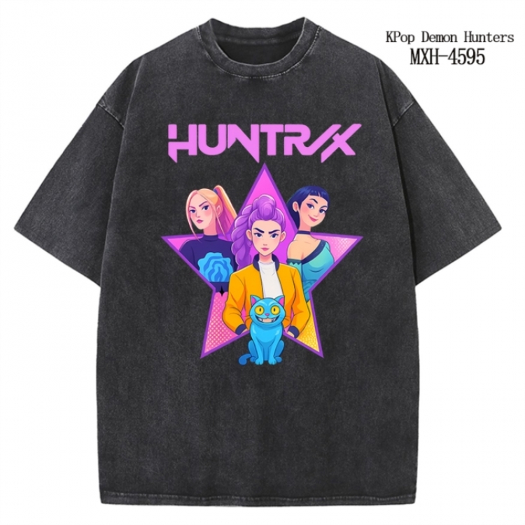 K-Pop Demon Hunters Anime peripheral pure cotton washed and worn T-shirt from S to 4XL