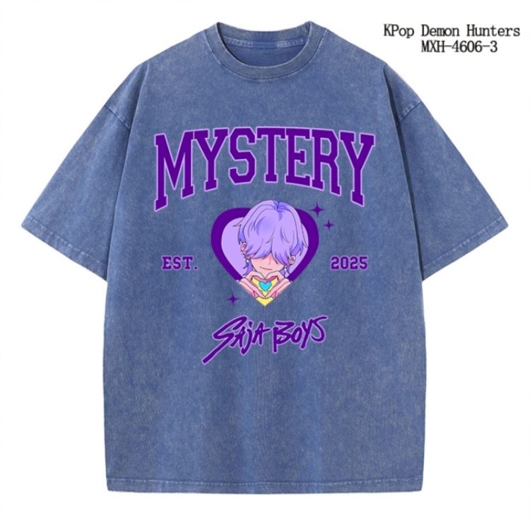 K-Pop Demon Hunters Anime peripheral pure cotton washed and worn T-shirt from S to 4XL