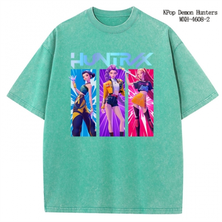 K-Pop Demon Hunters Anime peripheral pure cotton washed and worn T-shirt from S to 4XL