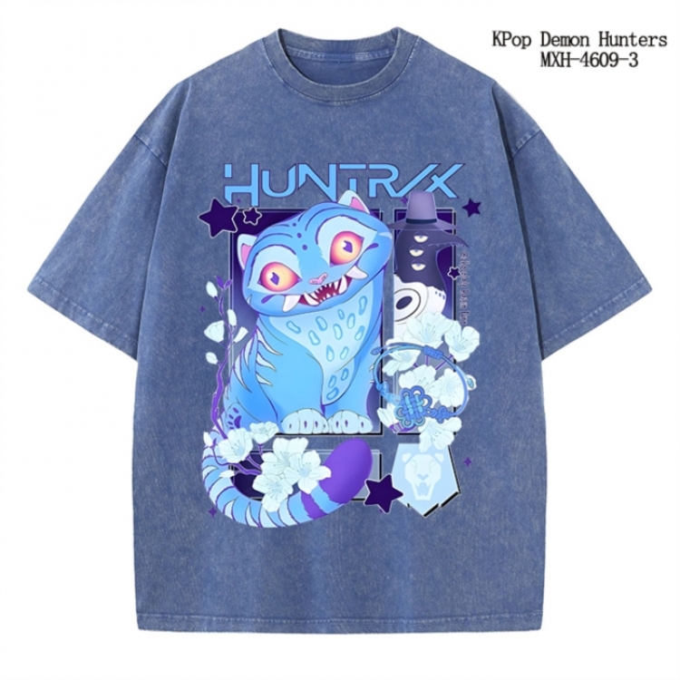 K-Pop Demon Hunters Anime peripheral pure cotton washed and worn T-shirt from S to 4XL