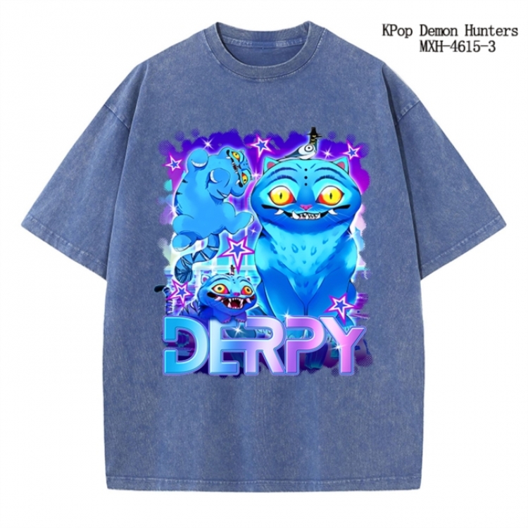 K-Pop Demon Hunters Anime peripheral pure cotton washed and worn T-shirt from S to 4XL