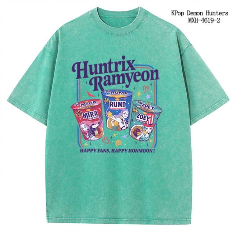 K-Pop Demon Hunters Anime peripheral pure cotton washed and worn T-shirt from S to 4XL
