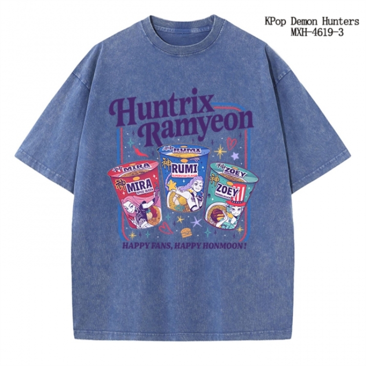 K-Pop Demon Hunters Anime peripheral pure cotton washed and worn T-shirt from S to 4XL