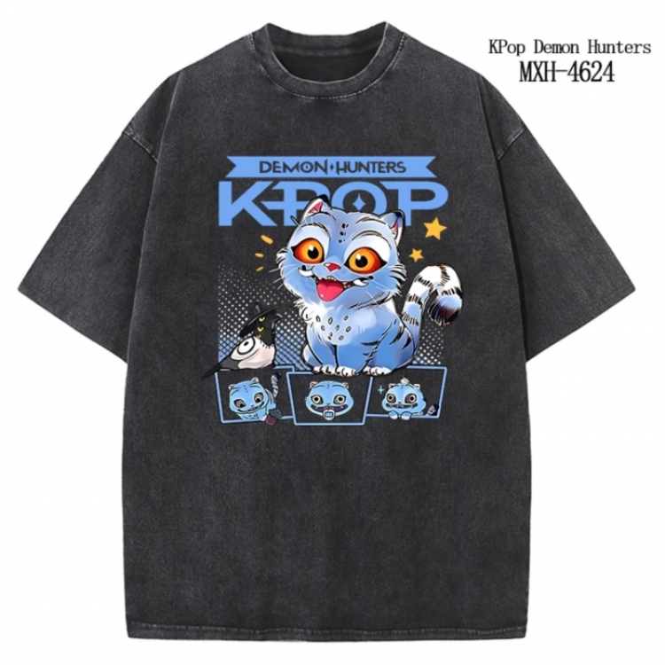 K-Pop Demon Hunters Anime peripheral pure cotton washed and worn T-shirt from S to 4XL