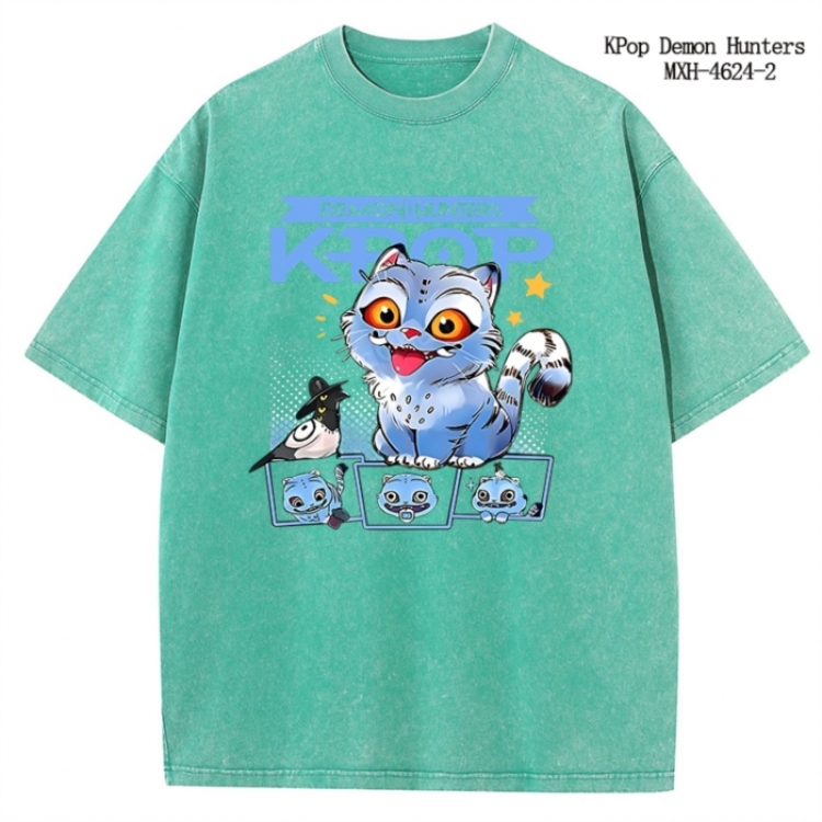 K-Pop Demon Hunters Anime peripheral pure cotton washed and worn T-shirt from S to 4XL