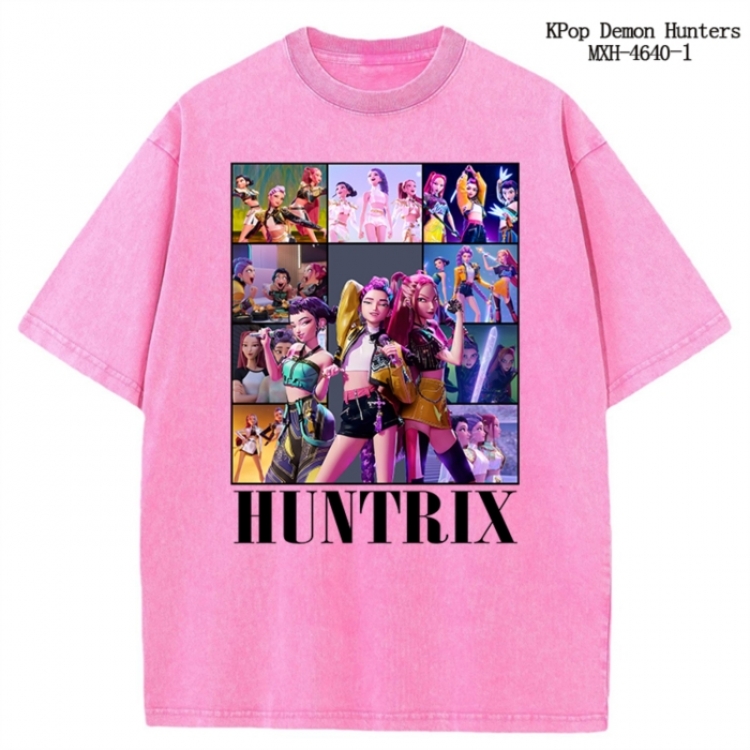 K-Pop Demon Hunters Anime peripheral pure cotton washed and worn T-shirt from S to 4XL