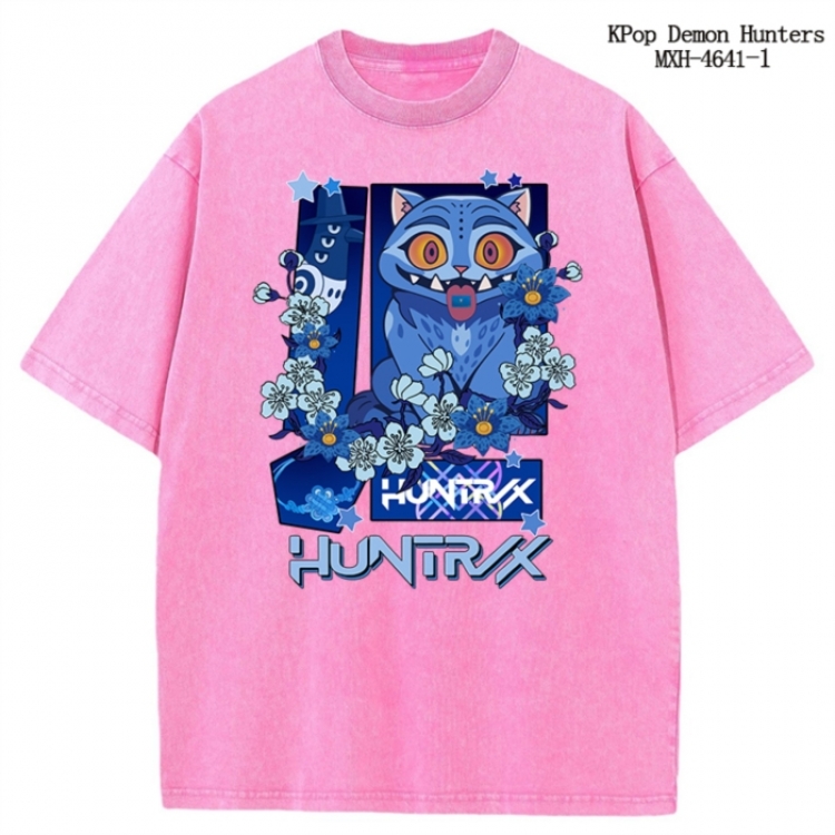 K-Pop Demon Hunters Anime peripheral pure cotton washed and worn T-shirt from S to 4XL