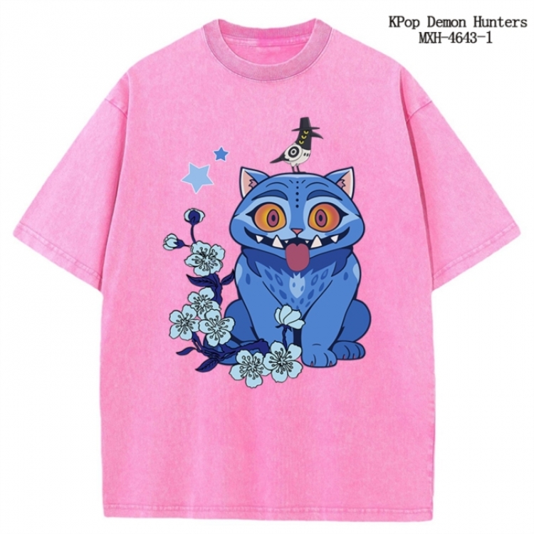 K-Pop Demon Hunters Anime peripheral pure cotton washed and worn T-shirt from S to 4XL