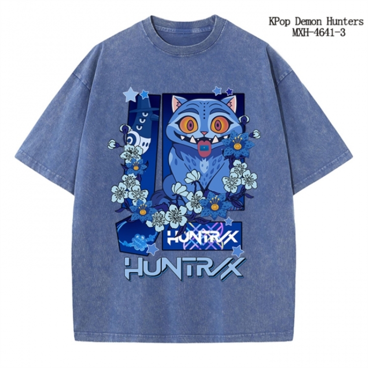 K-Pop Demon Hunters Anime peripheral pure cotton washed and worn T-shirt from S to 4XL