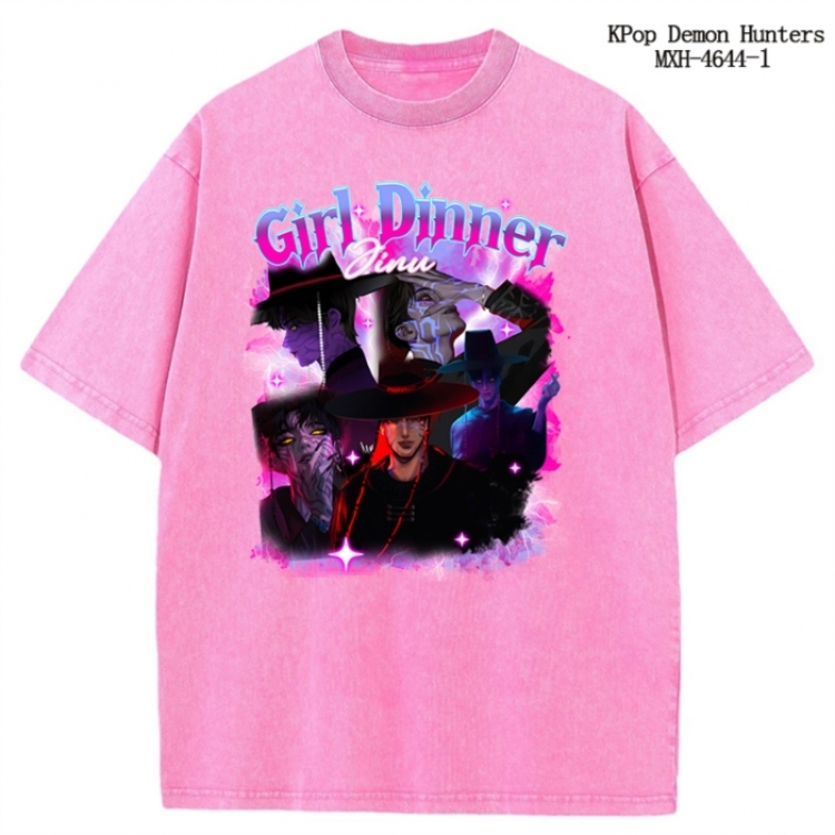 K-Pop Demon Hunters Anime peripheral pure cotton washed and worn T-shirt from S to 4XL